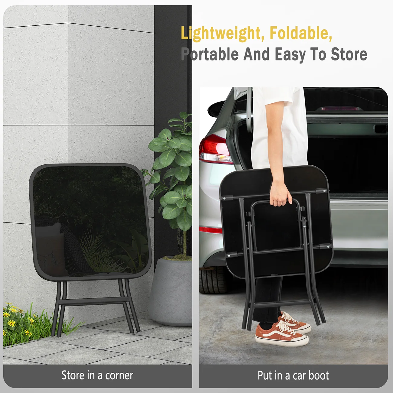 Table de camping pliée pour rangement facile