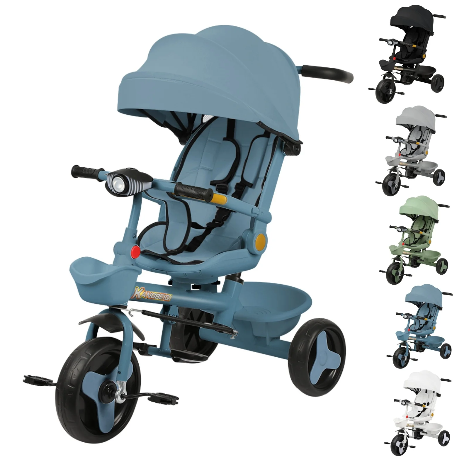 Enfant sur tricycle évolutif avec parents