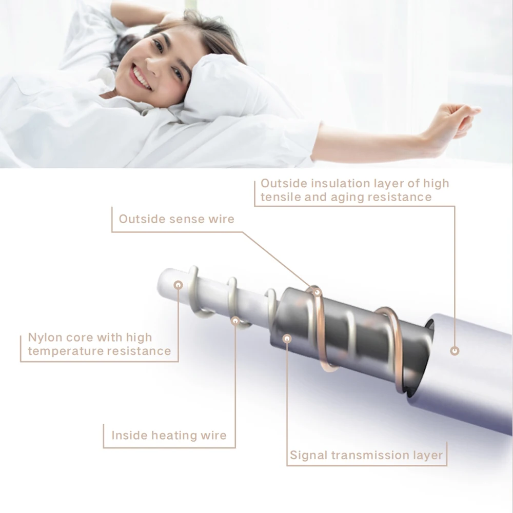 Vue de face de la couverture chauffante sur un lit