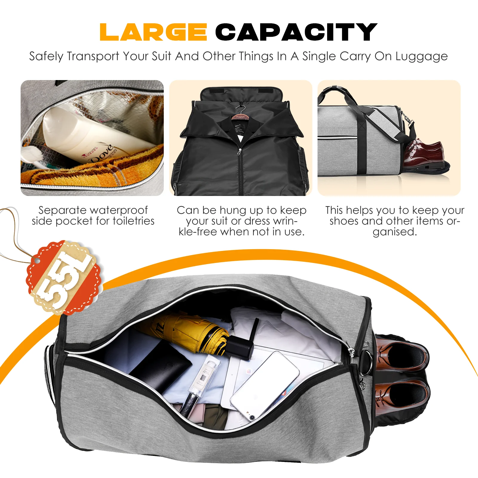 Sac de voyage convertible en position duffel