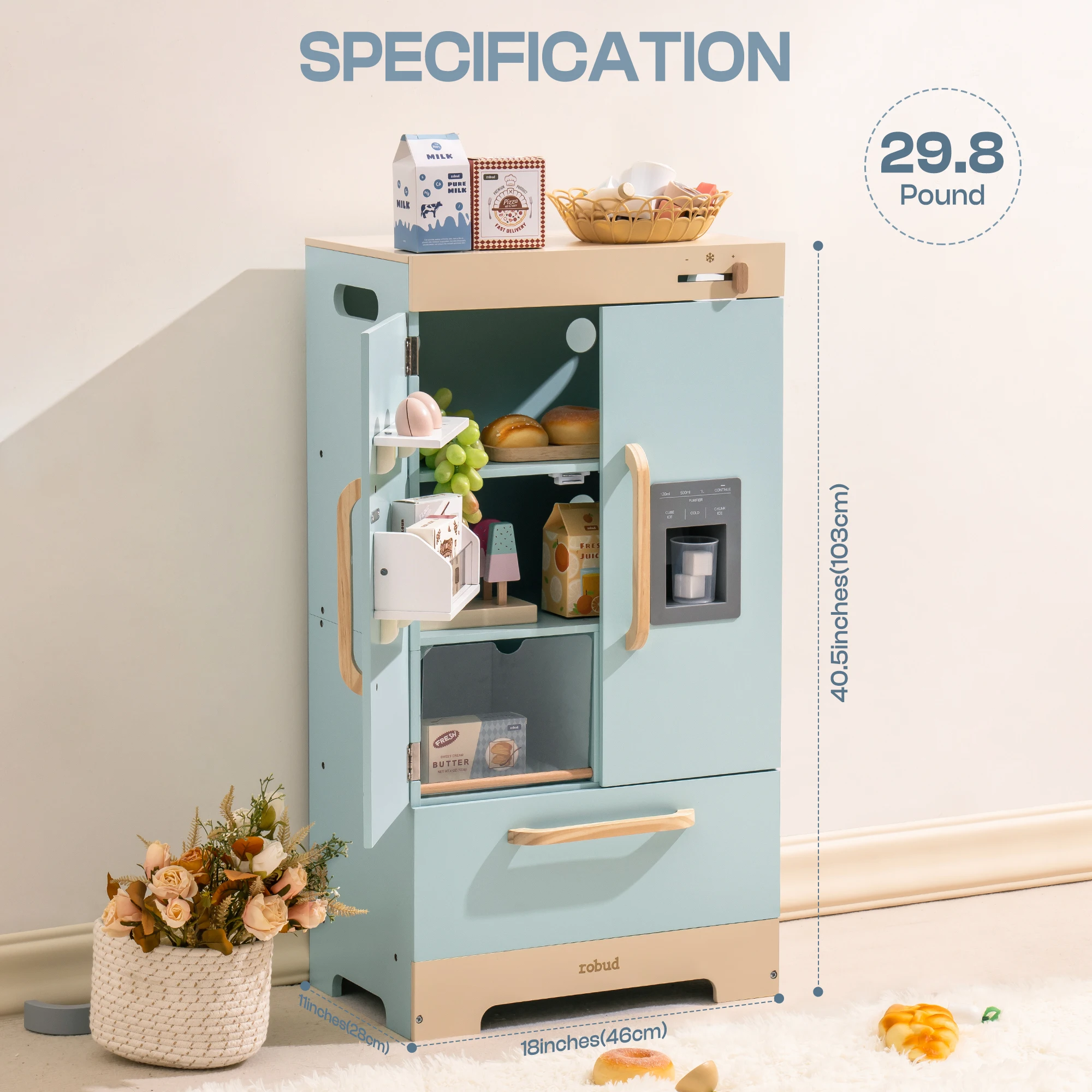 Ensemble de jouets de cuisine en bois avec four, frigo et machine à laver