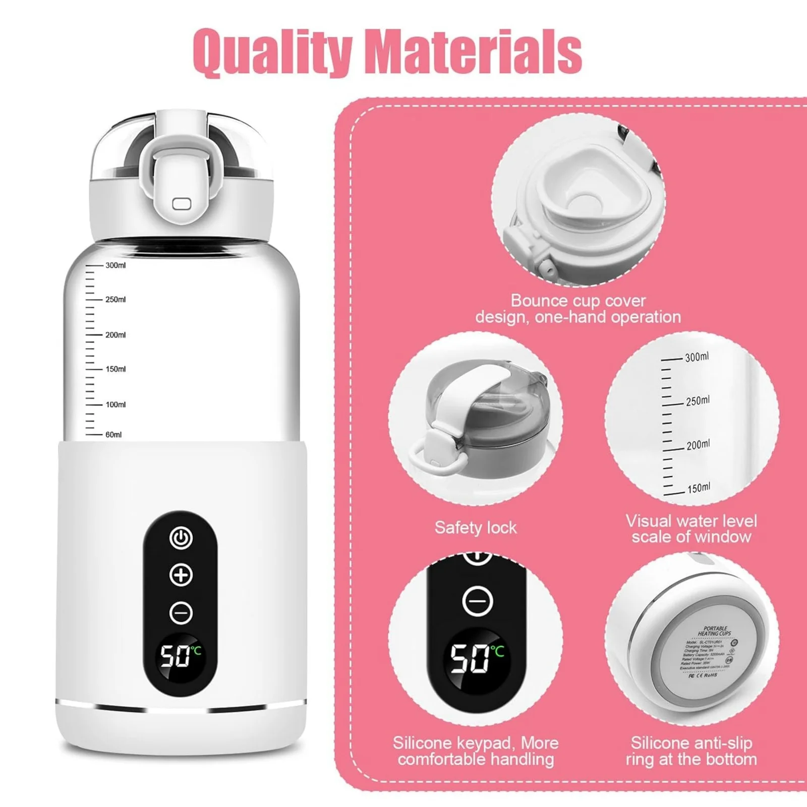 Chauffe-biberon portable avec chargement USB-C