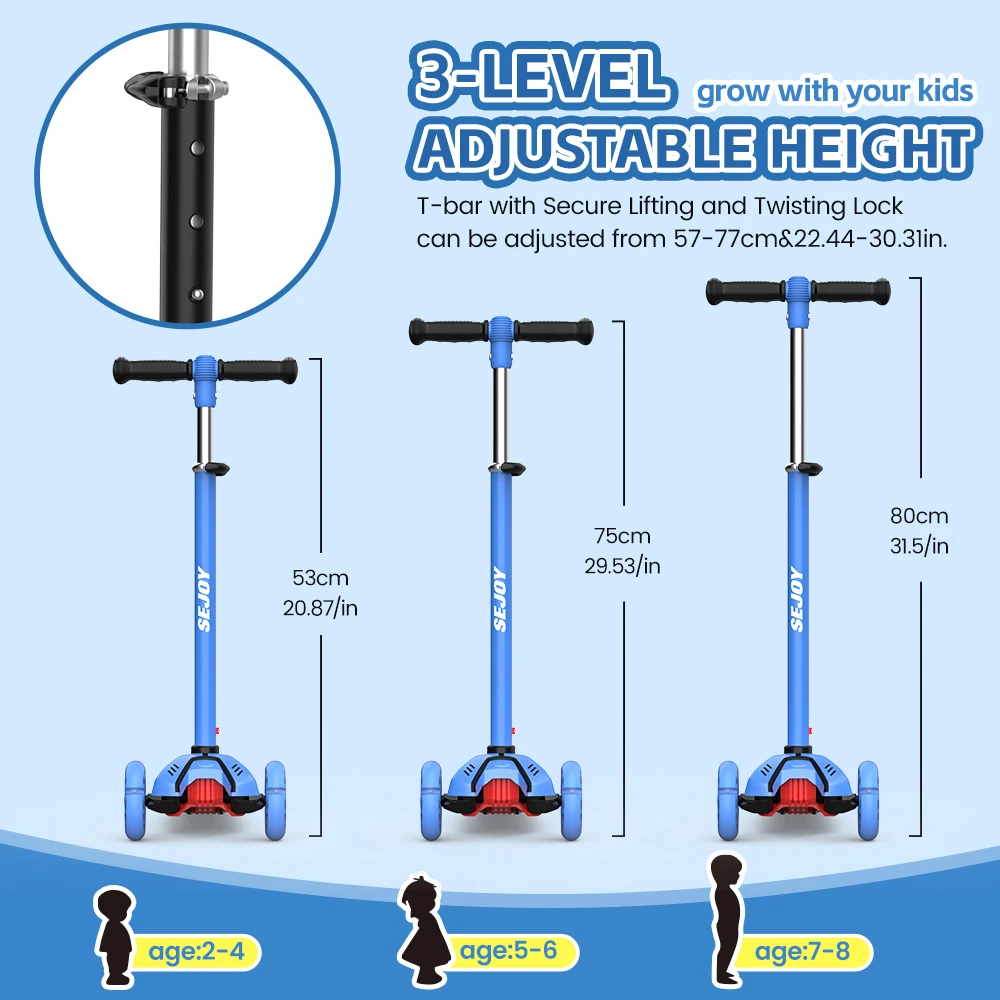 Détail des roues LED et du design de la trottinette Sejoy