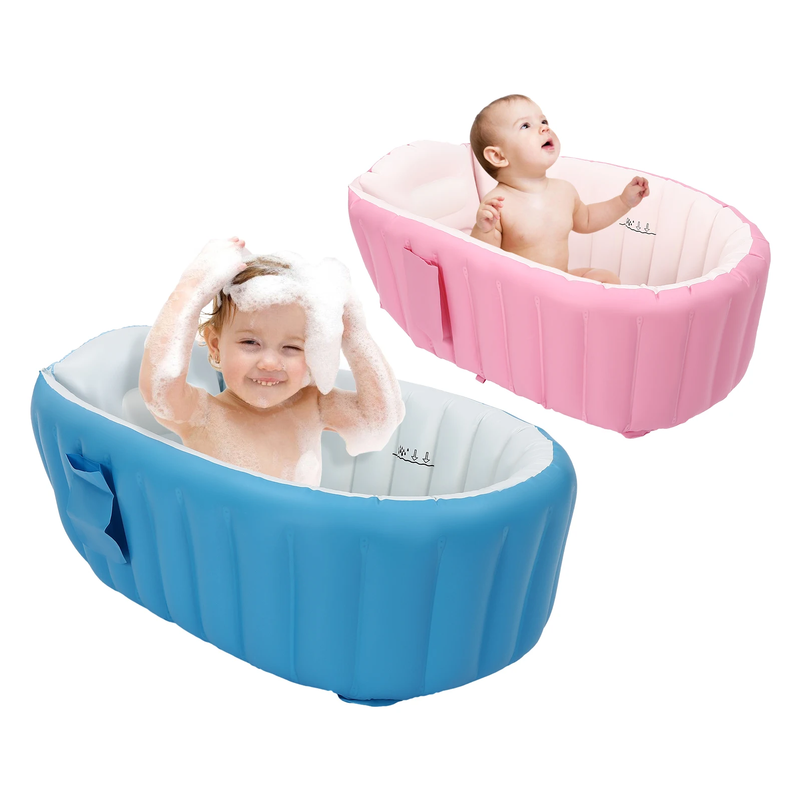 Bébé dans la baignoire gonflable confortable