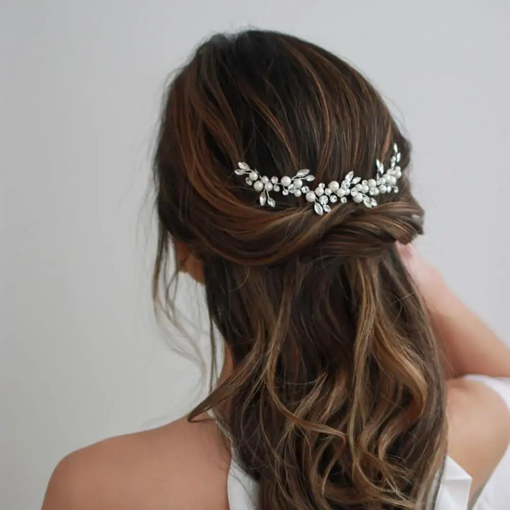 Ornement de cheveux de mariée avec perles et strass