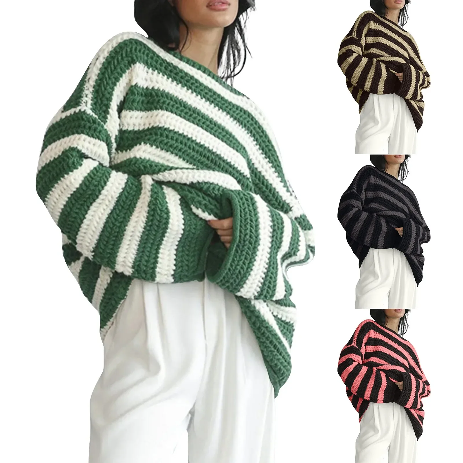 Femme marchant, portant le pull avec un jean