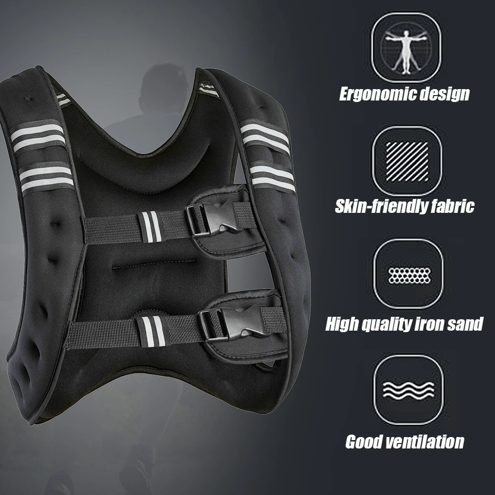 Gilet lesté sur un fond noir, prêt pour l'entraînement