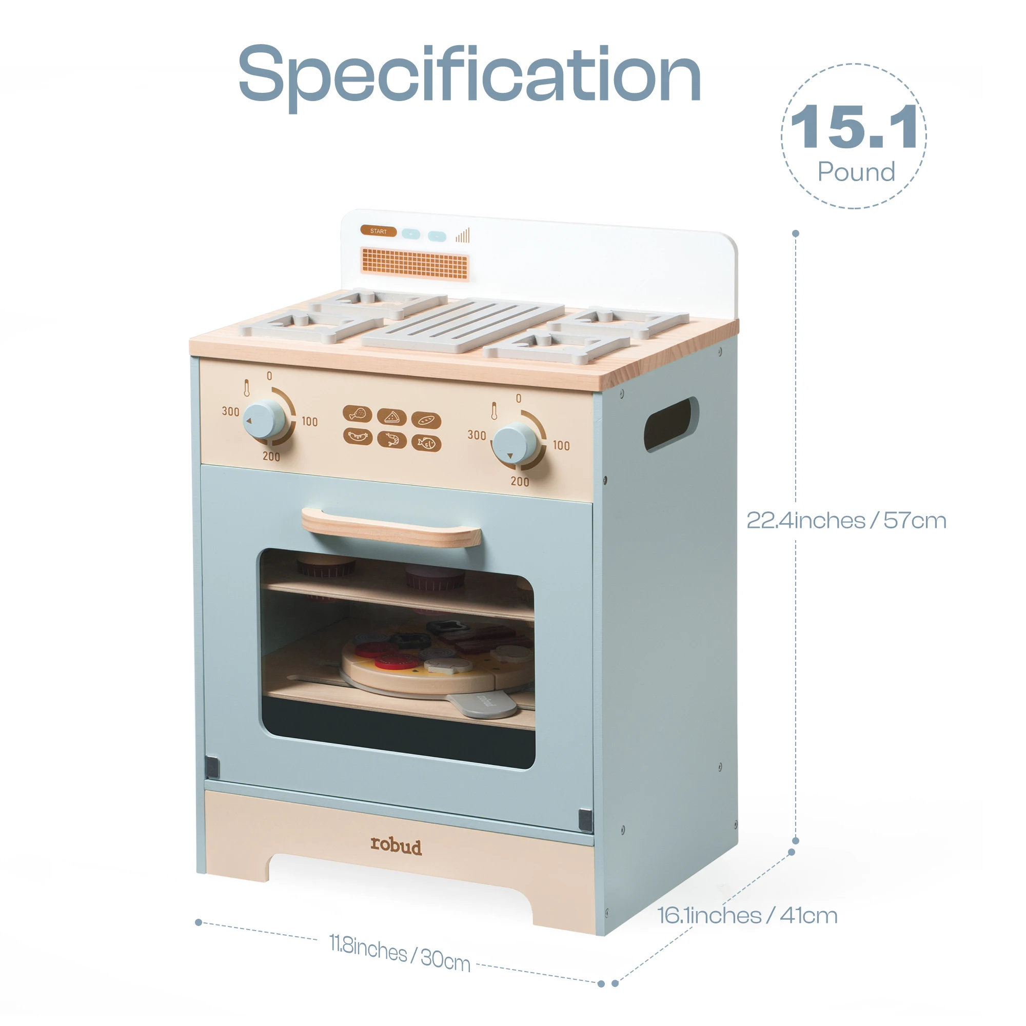 Réfrigérateur jouet en bois avec accessoires pour enfants