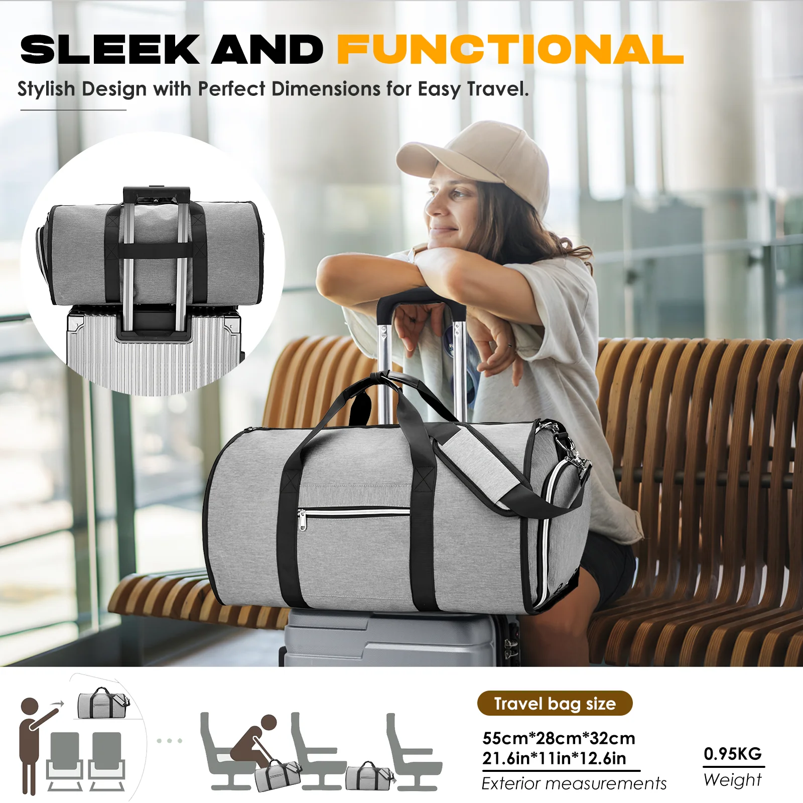 Détail de la bandoulière du sac de voyage