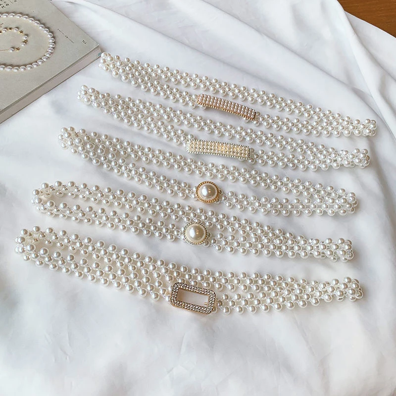 Ceinture chaîne de taille avec perles et strass