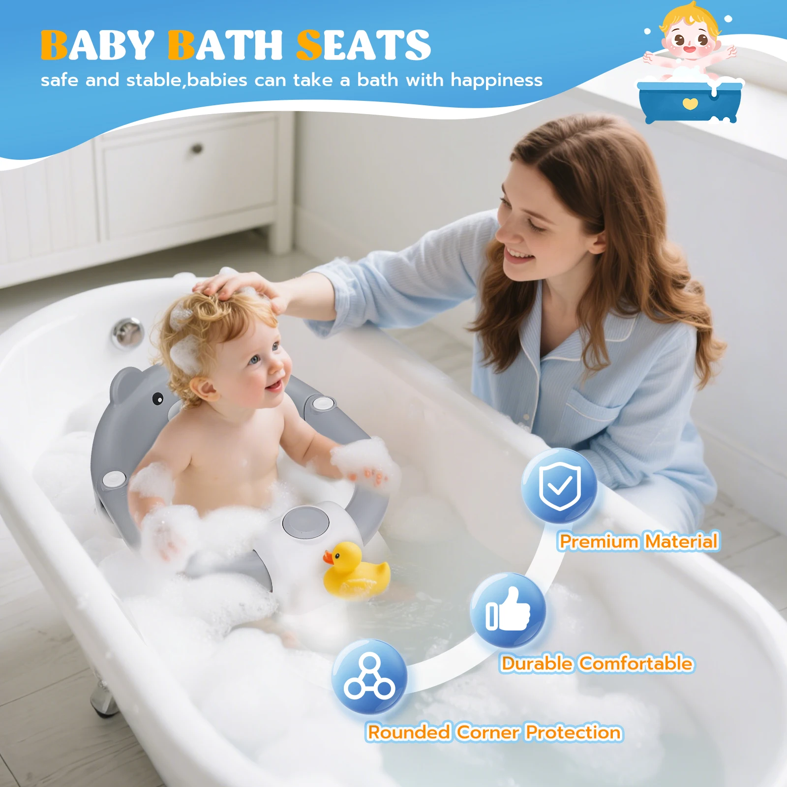 Accoudoirs pliables chaise de bain bébé