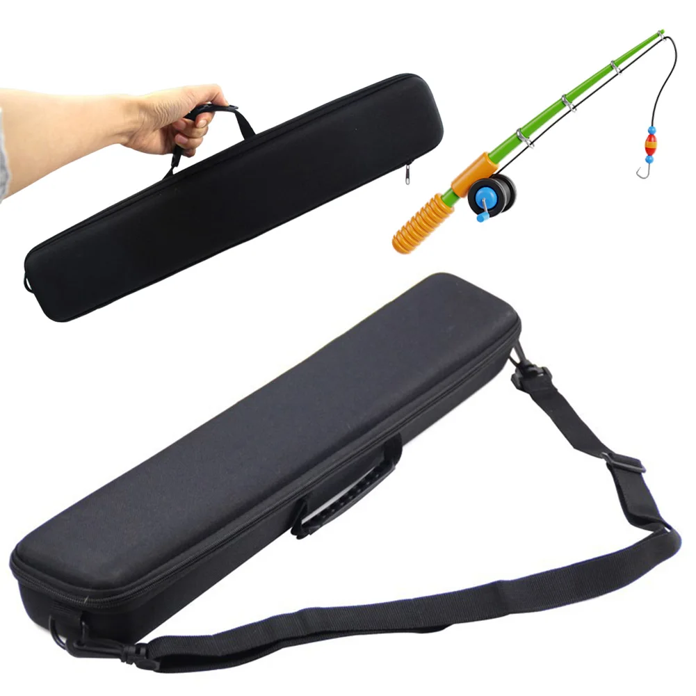 Vue latérale d'un sac de canne à pêche compact et résistant