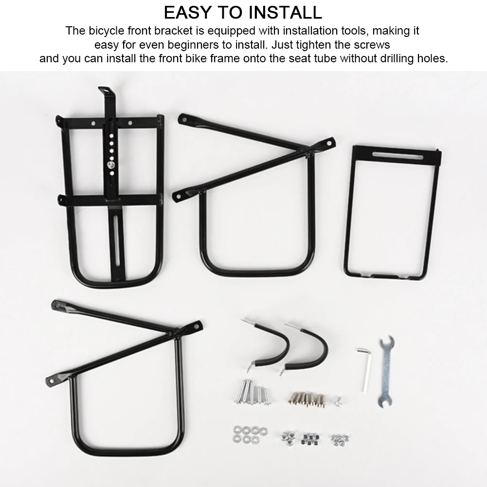 Porte-bagages avant monté sur un vélo de route