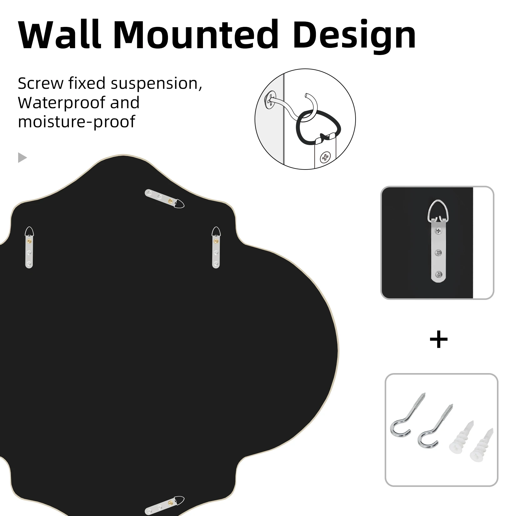 Miroir mural irrégulier accentuant un mur décoré avec des éléments dorés