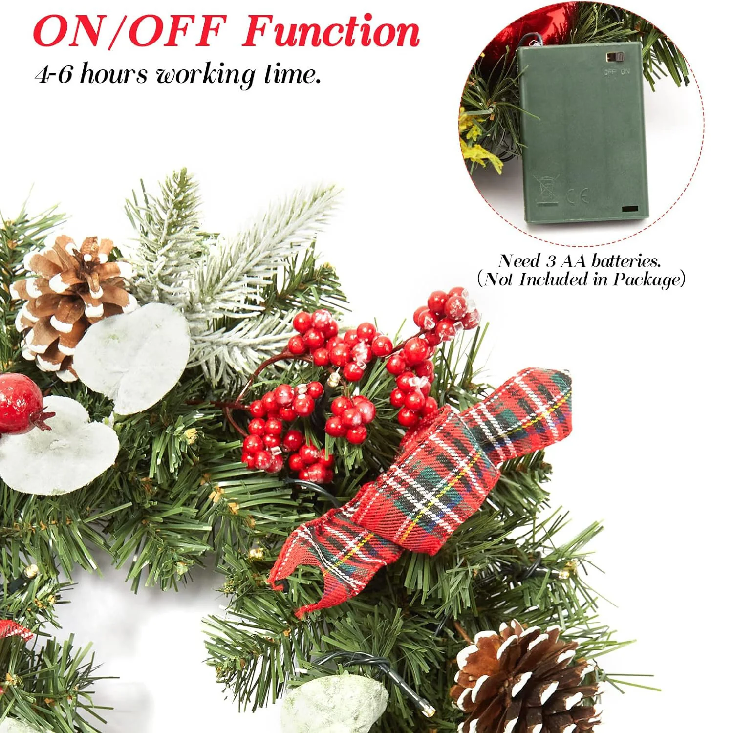 Couronne de Noël illuminée dans l'obscurité