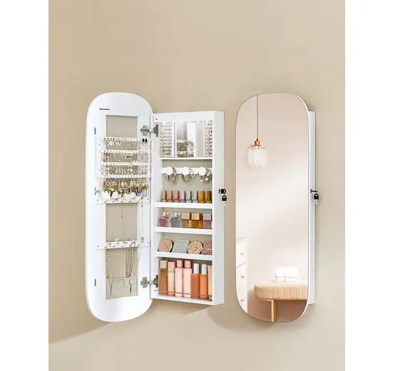 Armoire à bijoux murale SONGMICS ouverte avec organisation intérieure