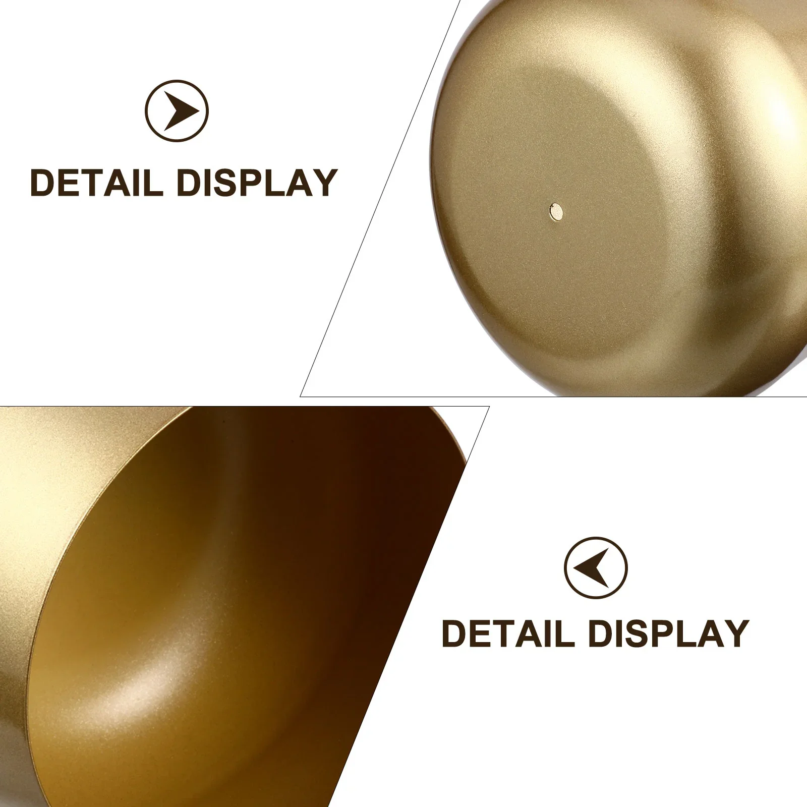 Vue de dessus du pot de fleur doré avec une petite plante