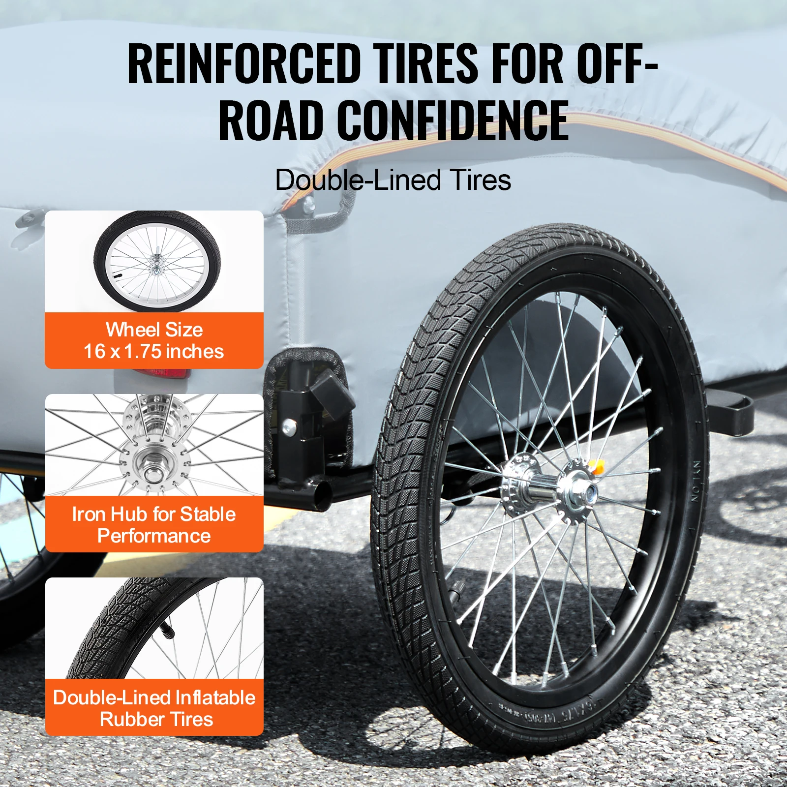 Roues de remorque vélo avec pneus sportifs