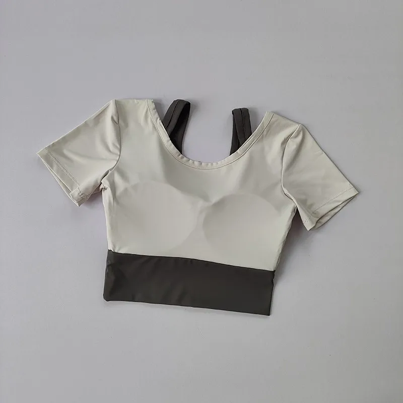 Texture respirante du tissu de compression du crop top de sport