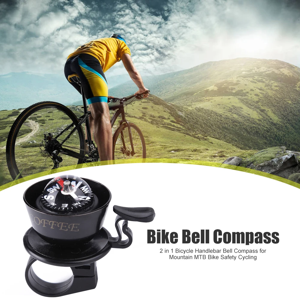 Cycliste utilisant la sonnette et boussole 2-en-1