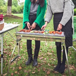 Grill Charbon Pliable Inox – BBQ Extérieur Portable pour Camping — photo 3
