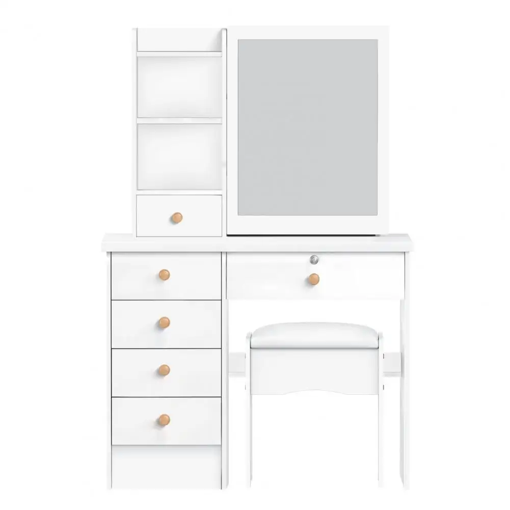 Coiffeuse avec miroir coulissant et tabouret inclus