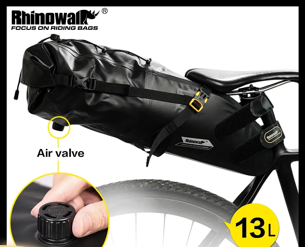 Sacoche Vélo Étanch Rhinowalk 5-13L - VTT Route Porte-Bagages