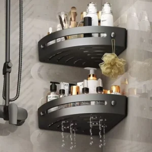 Étagère d'Angle Salle de Bain sans Perçage - Lot de 2