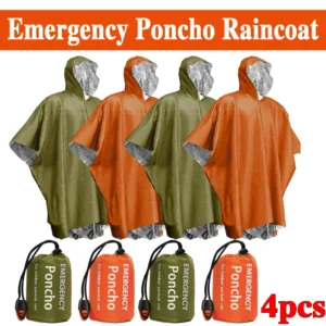 Poncho de Pluie d'Urgence - Film Aluminisé, à Capuche