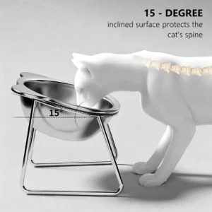 Gamelle Chat en Inox Inclinée 15° - Support Surélevé